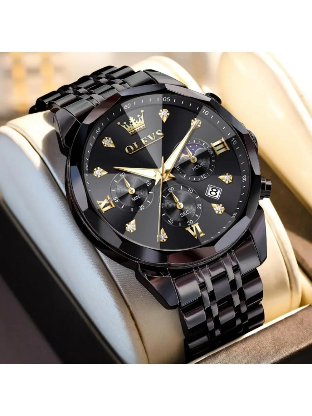 Stylish Stainless Steel Men's Chronograph Watch | Waterproof Big Face Dress